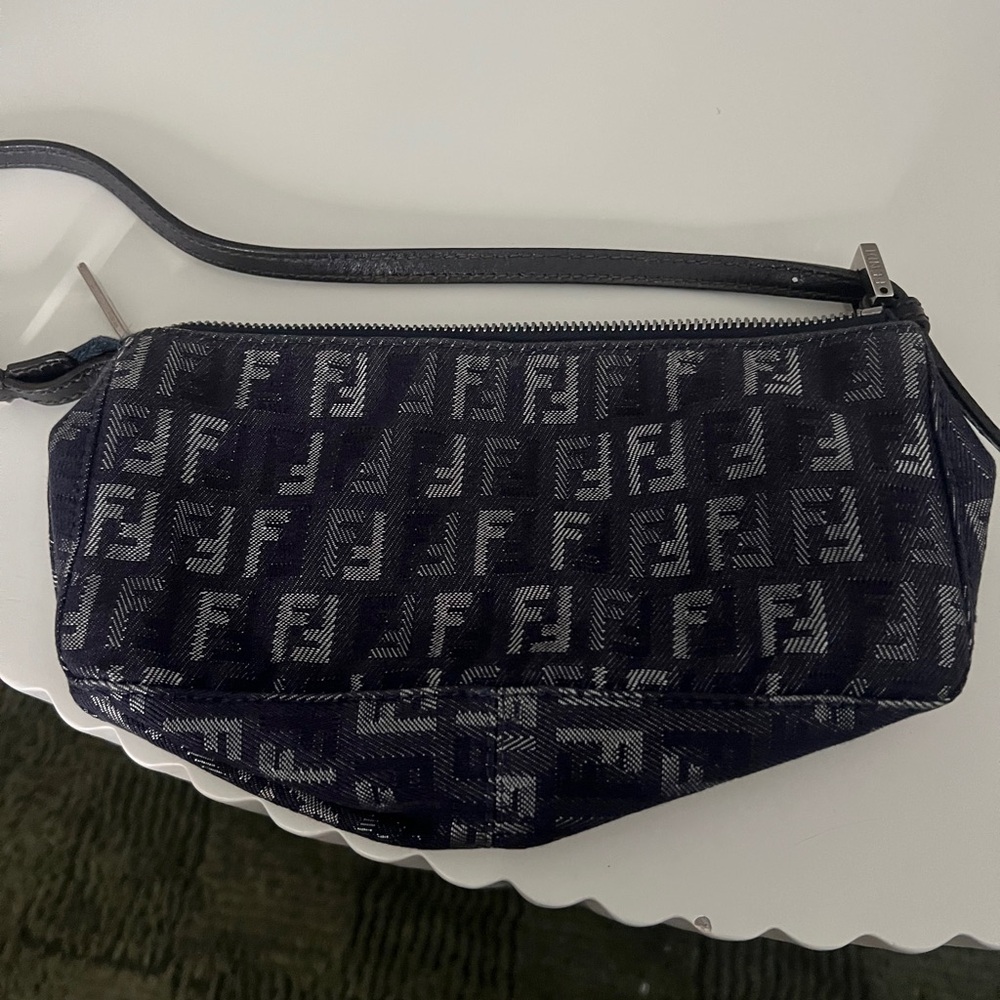 Fendi Black and Gray Monogram Shoulder Bag